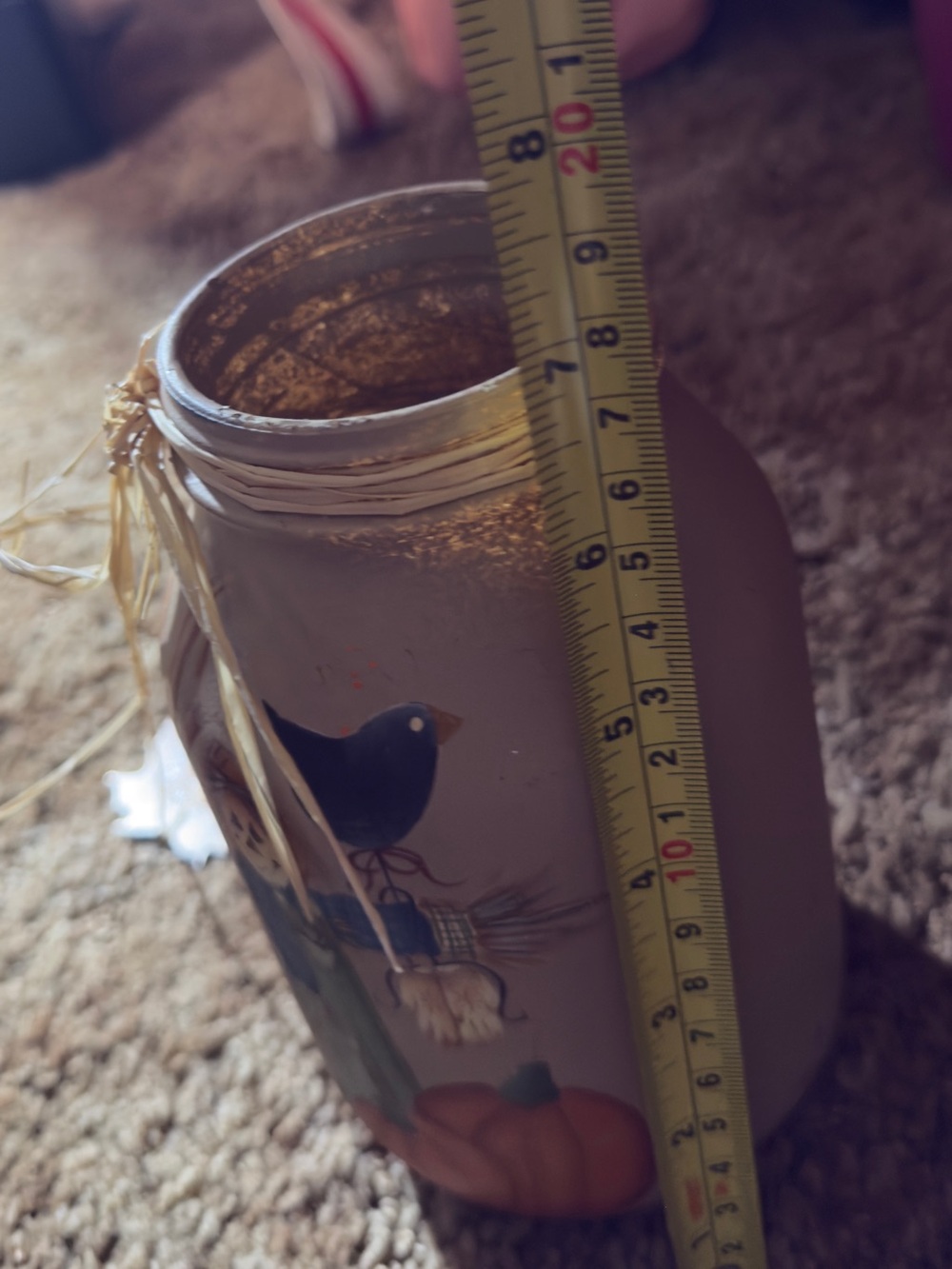 Hand-Painted Fall Scarecrow Jar 🌺 - Picture 5 of 5